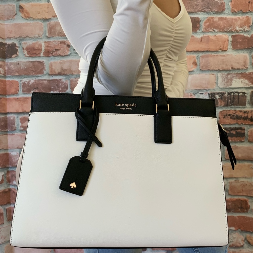 Kate spade Cameron LARGE satchel white beige black - Picture 3 of 8